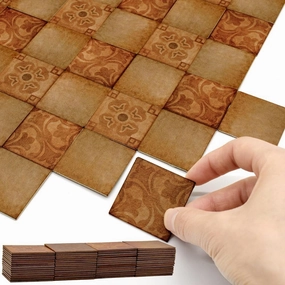 iLAND Dollhouse Flooring on 1/12 Scale 1/6 Scale, Miniature Dollhouse Accessories, 60pcs Double-Sided Dollhouse Floor Tiles (Advanced Classical Inlays & Marbling Pattern)