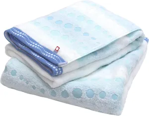Imabari Towel, 2 Piece Bath Towel Set, Japanese Towels, Made in Japan, 100% Cotton, Quick-Drying, Lightweight, Sparkling Sea Bubble and Polka Dot Patterns, Size: 24.8x47.2 inches, Blue