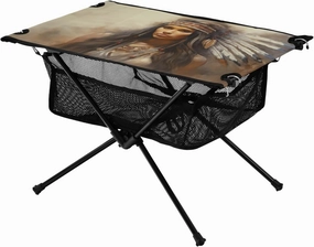 Indian Woman Portrait Portable Folding Camping Table, Compact Lightweight Beach Table with Carrying Bag for Outdoor Picnics, BBQs, Camp