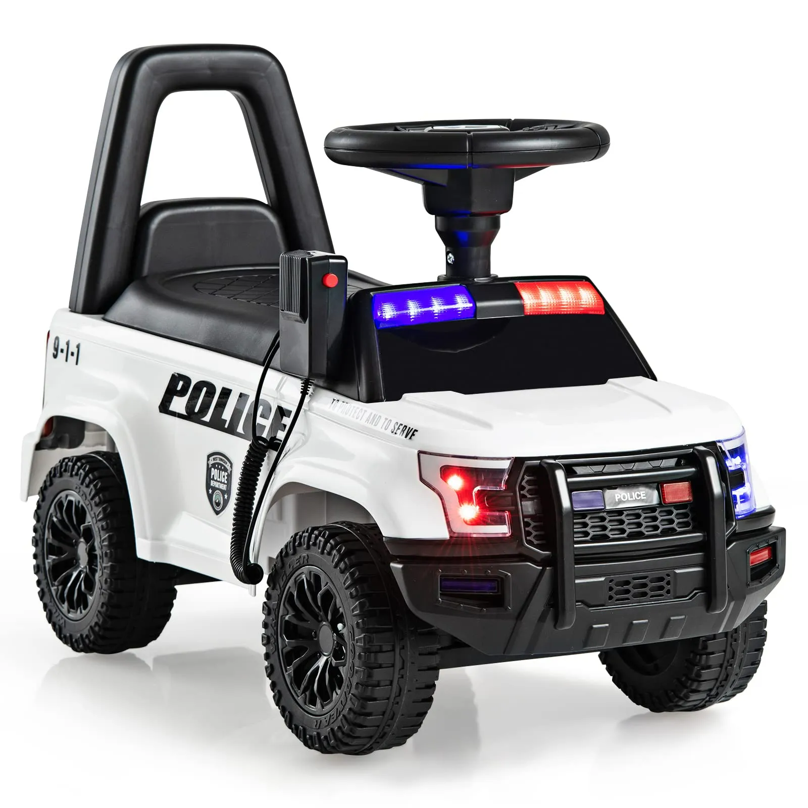 INFANS Ride on Push Police Car, Toddler Foot-to-Floor Sliding Toy, Kids Racer Walking Gift