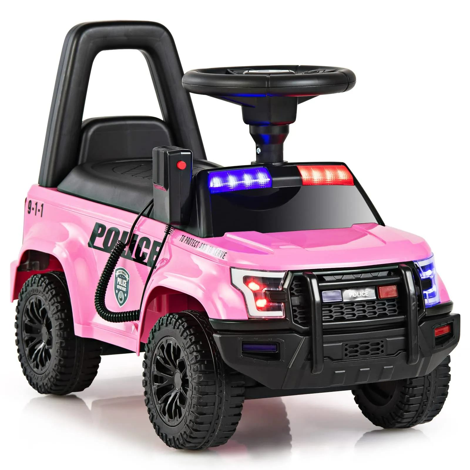 INFANS Ride on Push Police Car, Toddler Foot-to-Floor Sliding Toy, Kids Racer Walking Gift