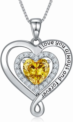 Infinity Heart Necklaces for Women | 925 Sterling Silver Diamond Jewelry for Wife Anniversary | Birthday Gifts for Her | Valentines Day Love Birthstone Pendant | Gifts for Mom on Mothers Day Christmas