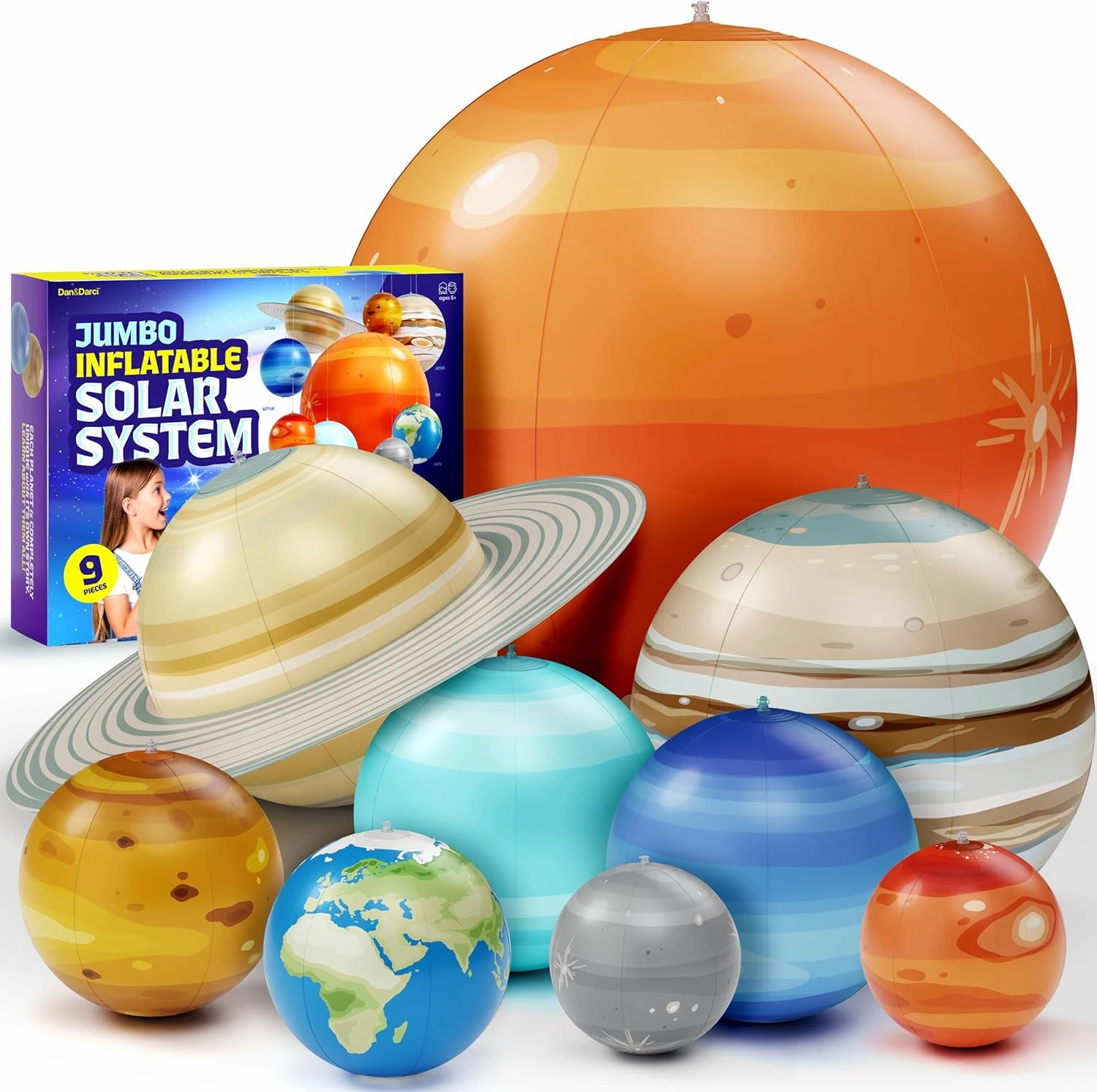 Inflatable Solar System Planets for Kids - Science Toys - Boys Room Decor Ceiling - Space Gifts - Outer Space Themed Party Decorations - Astronomy Gifts for Kids Ages 5-7, 6-8, 8-12 Years Classroom