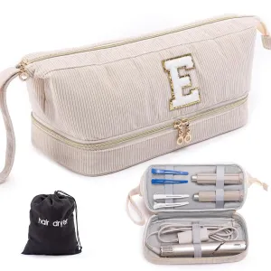 Initial Personalized Hair Dryer Case,Double-Layer Hair Tools Travel Carrying Case for Shark FlexStyle/SmoothStyle with Hair Dryer Bag - Hair Air Wrap Dryer Case Flat Curling Iron Travel Organizer