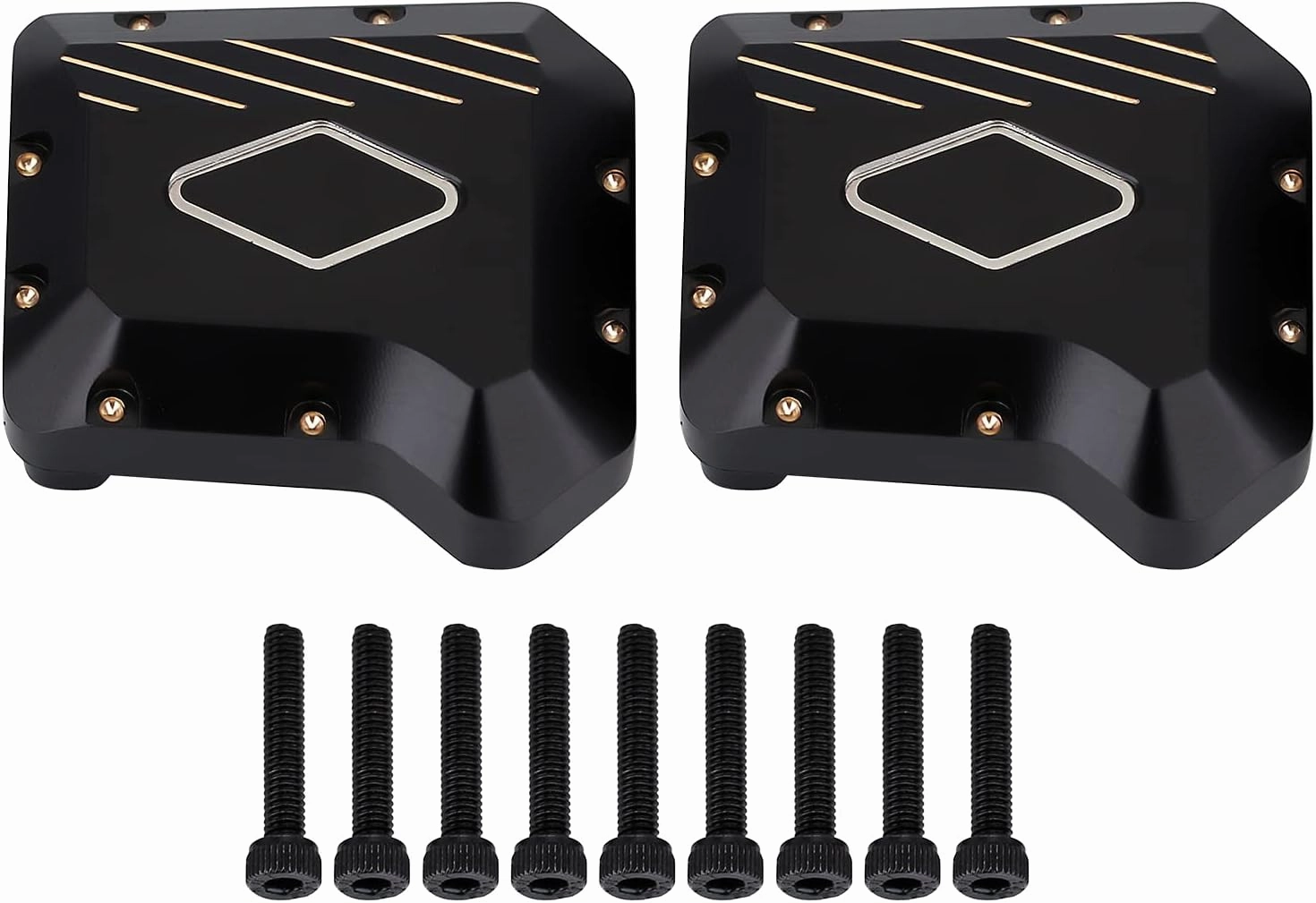 INJORA Brass Diff Cover Front and Rear Axles Housing Cover for 1/10 RC Crawler Car TRX4 Upgrade Parts（Black）
