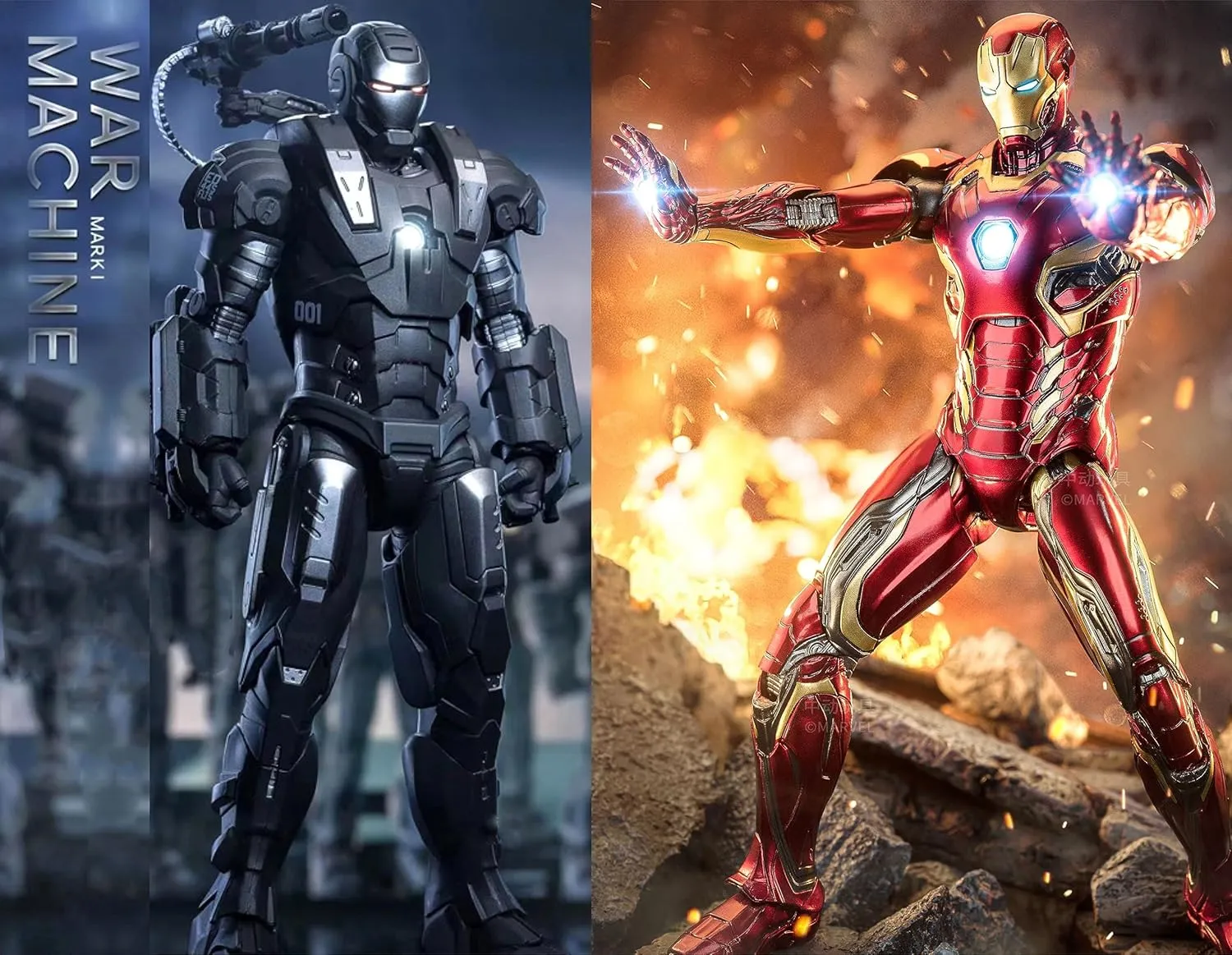Ironman Action Figures Set 2-Pack 7 inch All Joints Movable Collectable Toys-Full Metal Painting with Lots of Accessories Suit-up Model(WM1 & MK45)