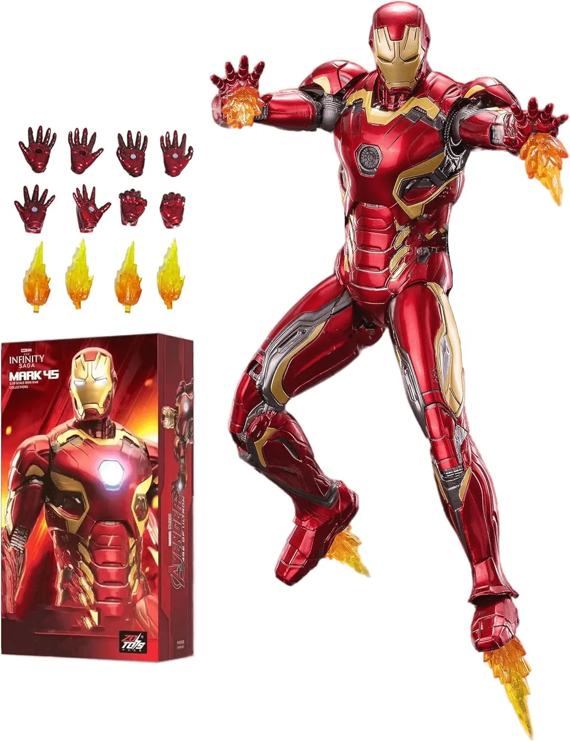 Ironman Action Figures Set 2-Pack 7 inch All Joints Movable Collectable Toys-Full Metal Painting with Lots of Accessories Suit-up Model(WM1 & MK45)