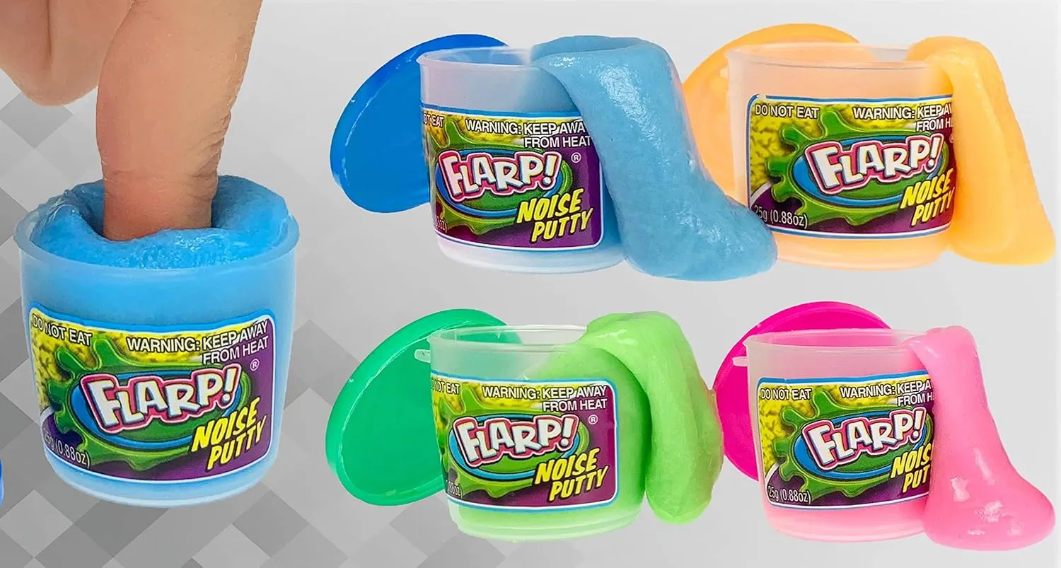 JA-RU Mini Flarp Noise Putty w/Plastic Containers (3 Pack, 12 Toys) Bulk Slime Party Favors. Stress Relief Sensory Fidget Toys. Goodie Bag Stuffers. 336-3p