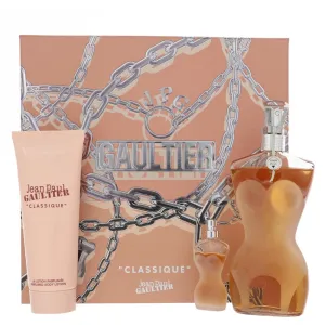 Jean Paul Gaultier Classique 3 Pieces Gift Set for Women, (3.4 Ounce Eau de Toilette Spray   2.5 Ounce Body Lotion   0.2 Ounce Mini Eau de Toilette Spray)