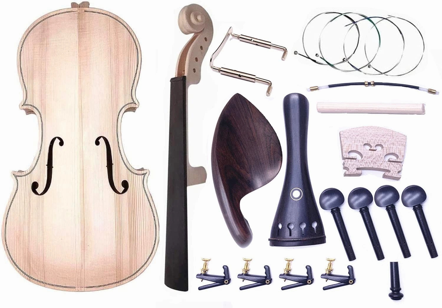 Jiayouy Violin Parts & Accessories 4/4 Violin DIY Kit for Students Beginners Music Lover Make Your Own Violin