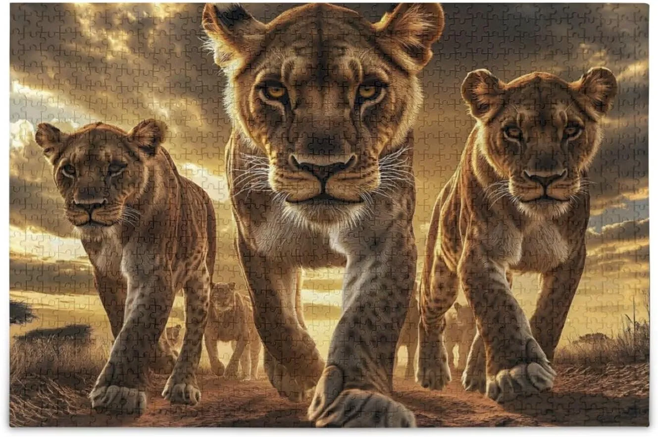 Jigsaw Puzzle for Adults 1000 Pieces, Lion Grassland Closeup Impossible Hard Difficult Challenging Puzzle for Adults Jigsaw Puzzle for Party Entertainment Family Games