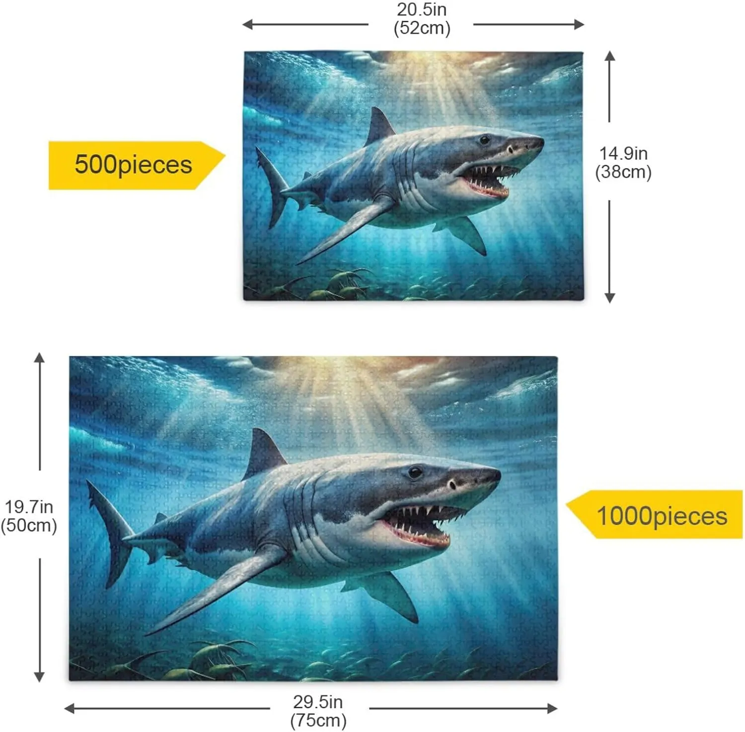 Jigsaw Puzzle for Adults 500 Pieces, Attack Big Fish Underwater Impossible Hard Difficult Challenging Puzzles for Adults Jigsaw Puzzle for Party Entertainment, Family Games