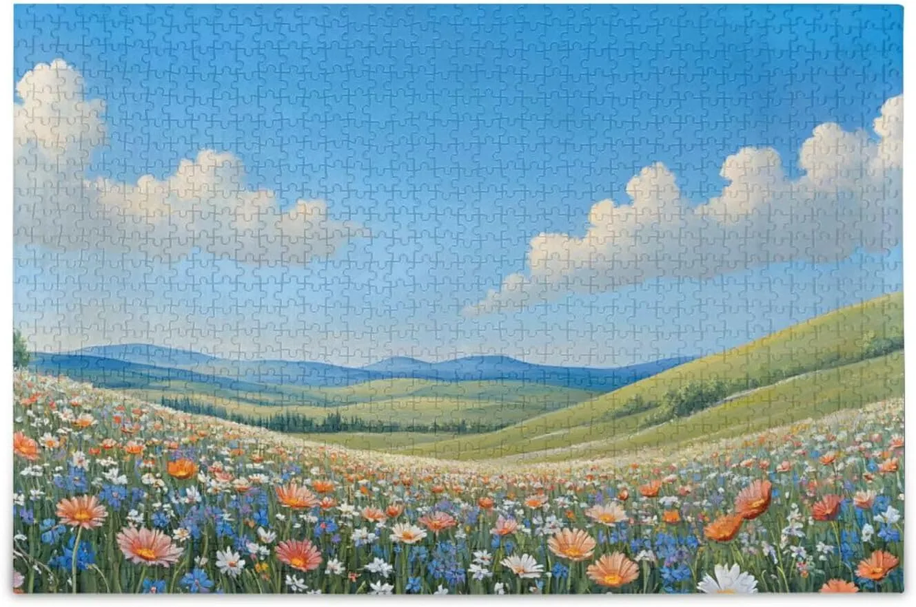 Jigsaw Puzzle for Adults 500 Pieces, Grassland Landscape Impossible Hard Difficult Challenging Puzzle for Adults Jigsaw Puzzle for Party Entertainment Family Games