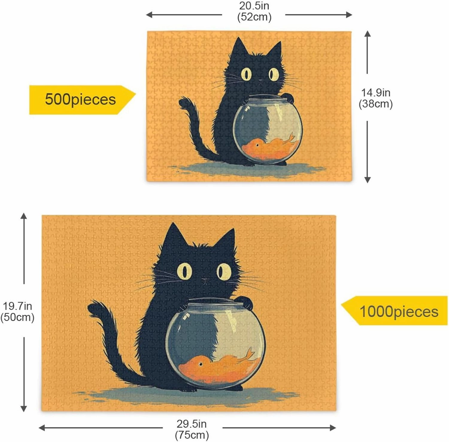 Jigsaw Puzzle for Adults 500 Pieces, Cat Fish Black Impossible Hard Difficult Challenging Puzzle for Adults Jigsaw Puzzle for Party Entertainment Family Games