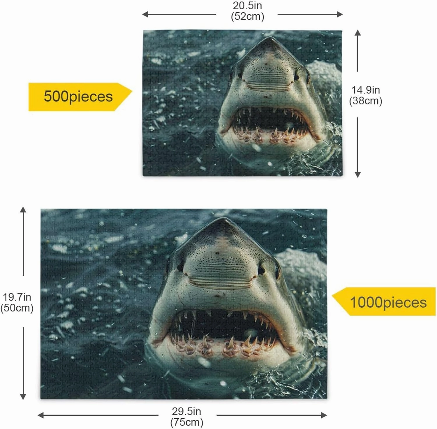 Jigsaw Puzzle for Adults 500 Pieces, Scary Fish Attack Ocean Impossible Hard Difficult Challenging Puzzles for Adults Jigsaw Puzzle for Party Entertainment, Family Games