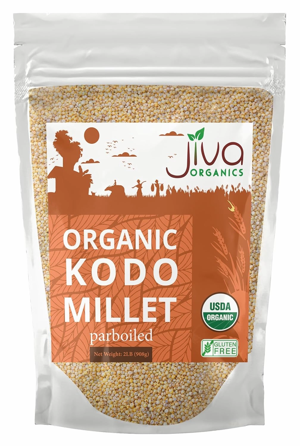 Jiva Organics Kodo Millet 2 LB Bag | Whole Grain, Gluten-Free & Organic | High Fiber, Protein-Rich Superfood for Healthy Indian Cooking