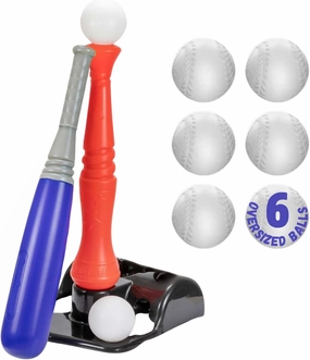 JOEY'Z Tball Set - T Ball Sets for Kids 3-5 & Toddler Baseball (Includes: Kids Baseball Tee, Oversized Bat & 6 Oversized Balls) Toddler Sports Toys Tball Set