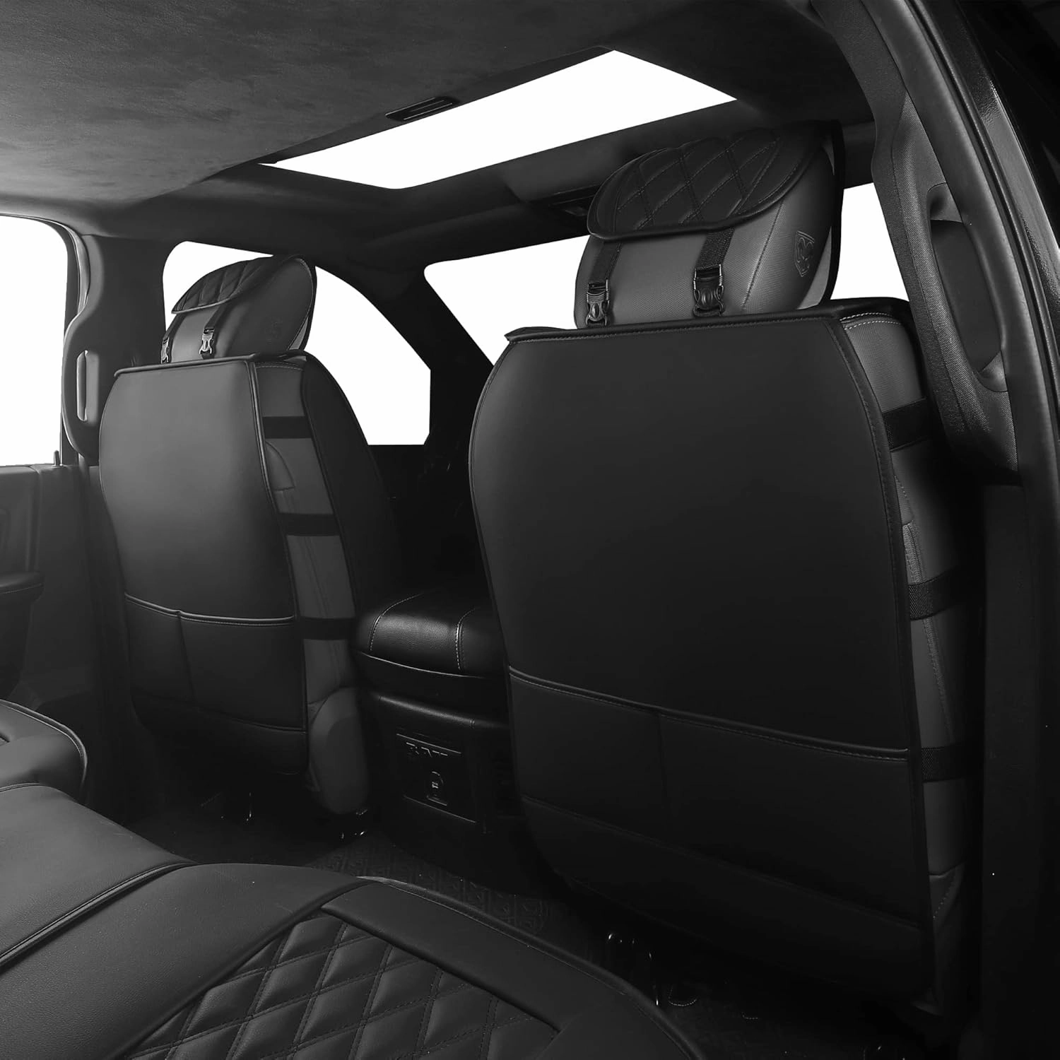 JOJOBAY Car Seat Covers for Dodge Ram,Fit 2009-2025 1500/2500/3500 HD Pick-up Truck,Crew,Regular,Quad,Mega Cab,Waterproof Synthetic Leather Seat Covers(5PCS-Full Set,Black)