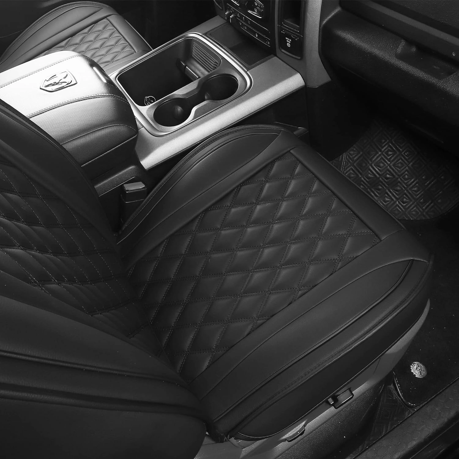 JOJOBAY Car Seat Covers for Dodge Ram,Fit 2009-2025 1500/2500/3500 HD Pick-up Truck,Crew,Regular,Quad,Mega Cab,Waterproof Synthetic Leather Seat Covers(5PCS-Full Set,Black)