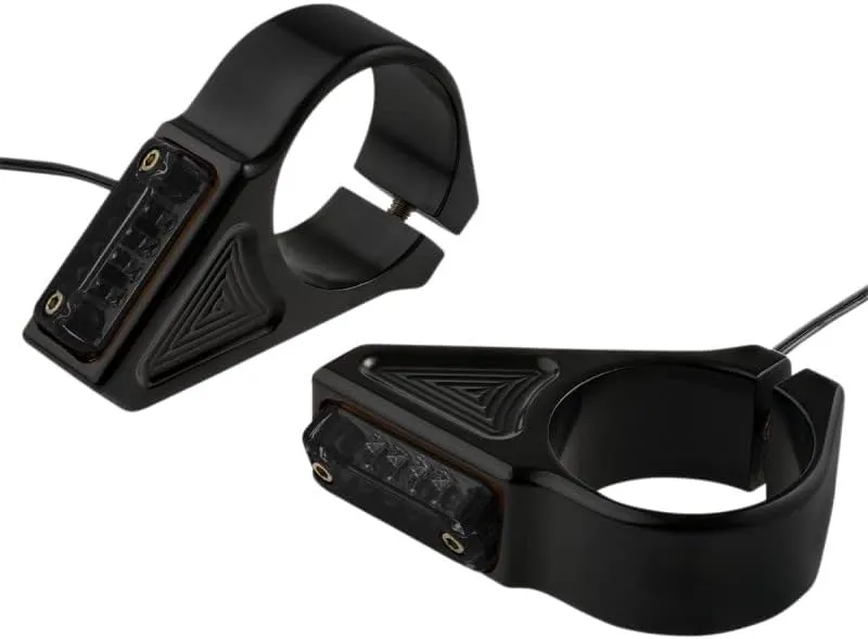 Joker Machine 05-303-1 Rectangle Led Fork Mount Turn Signal - 39mm. - Black Anodized/Smoked Lenses
