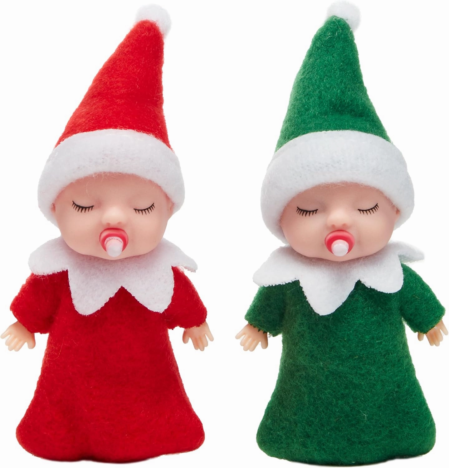 JOYIN Christmas 2PCS Tiny Elf Doll with 1 Red and 1 Green Elf Doll with Teat, Christmas Holiday Decoration Accessories Tiny Gift for Girls Boys Kids Adults