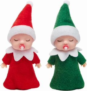 JOYIN Christmas 2PCS Tiny Elf Doll with 1 Red and 1 Green Elf Doll with Teat, Christmas Holiday Decoration Accessories Tiny Gift for Girls Boys Kids Adults