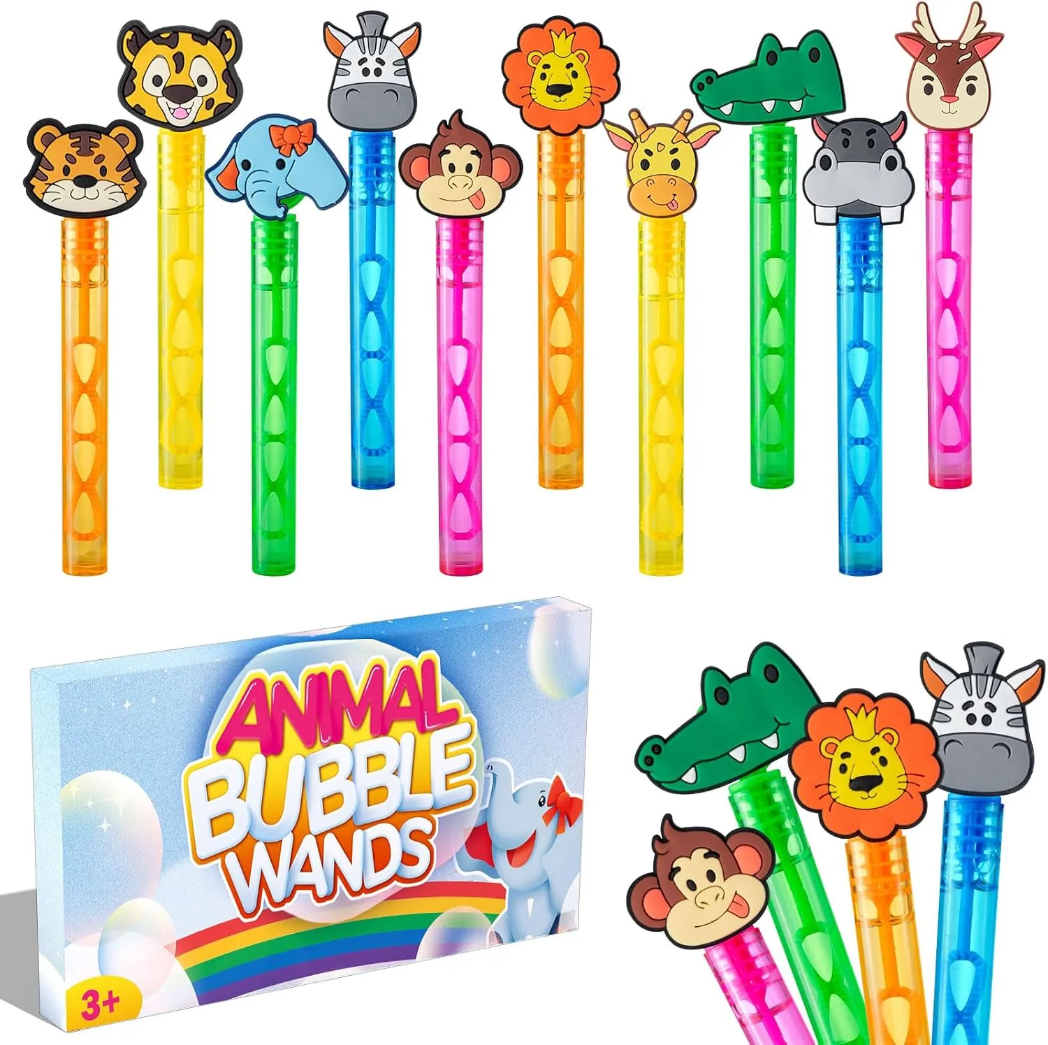 Jungle Safari Party Favors,20Pcs Wild Animals Bubble Wands for Kids,Zoo Bubble Wand for Safari Wild One Birthday Party Supplies, Baby Shower Goodie Bag Stuffers Gift