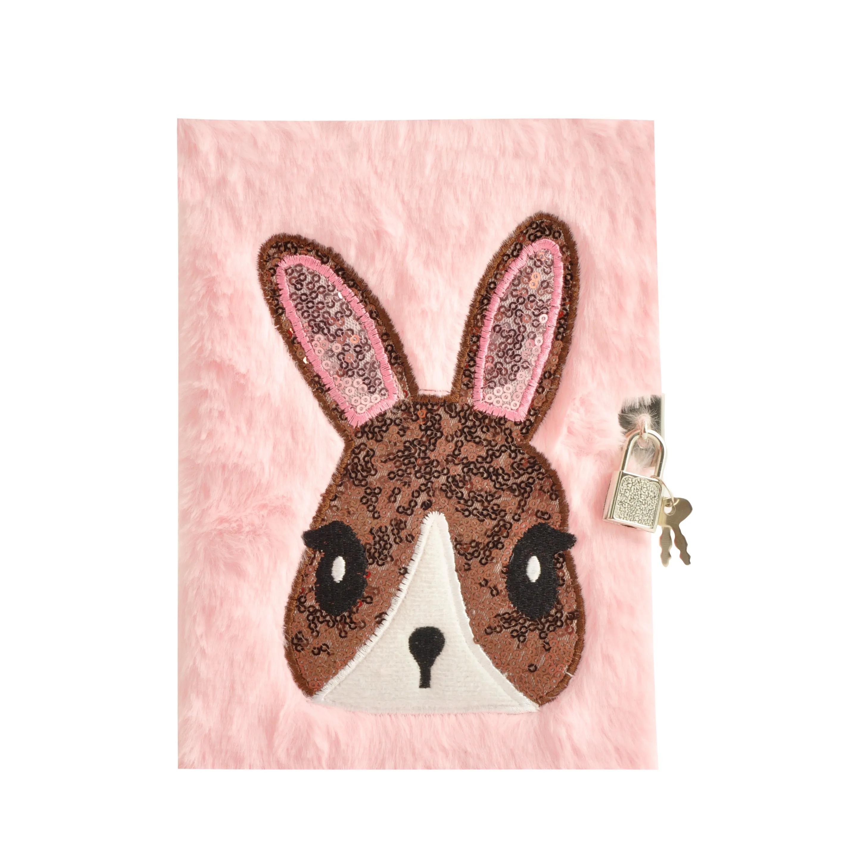 K Kids Fluffy Lockable Notebook - PINK BUNNY