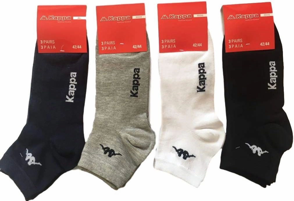 Kappa Set of 6 pairs of socks short ankle unisex - Art. K004 made of cotton. Available in white, black, blue and grey