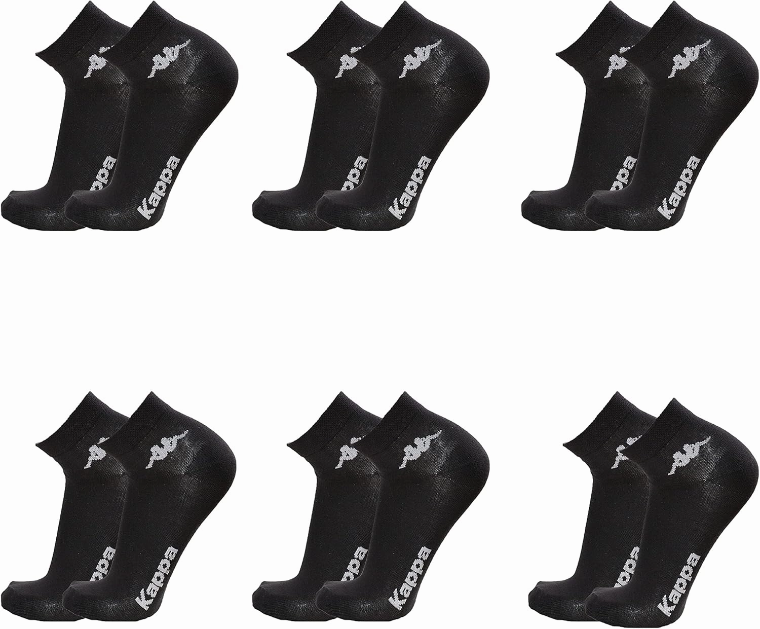 Kappa Set of 6 pairs of socks short ankle unisex - Art. K004 made of cotton. Available in white, black, blue and grey