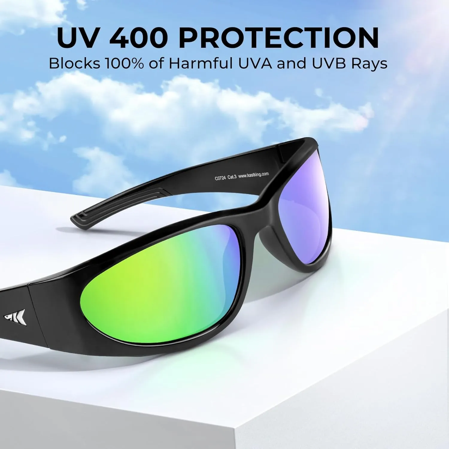 KastKing Raccoon Polarized Sport Sunglasses for Men and Women, Wide Temple Wrap, Ideal for Driving Fishing Cycling Running