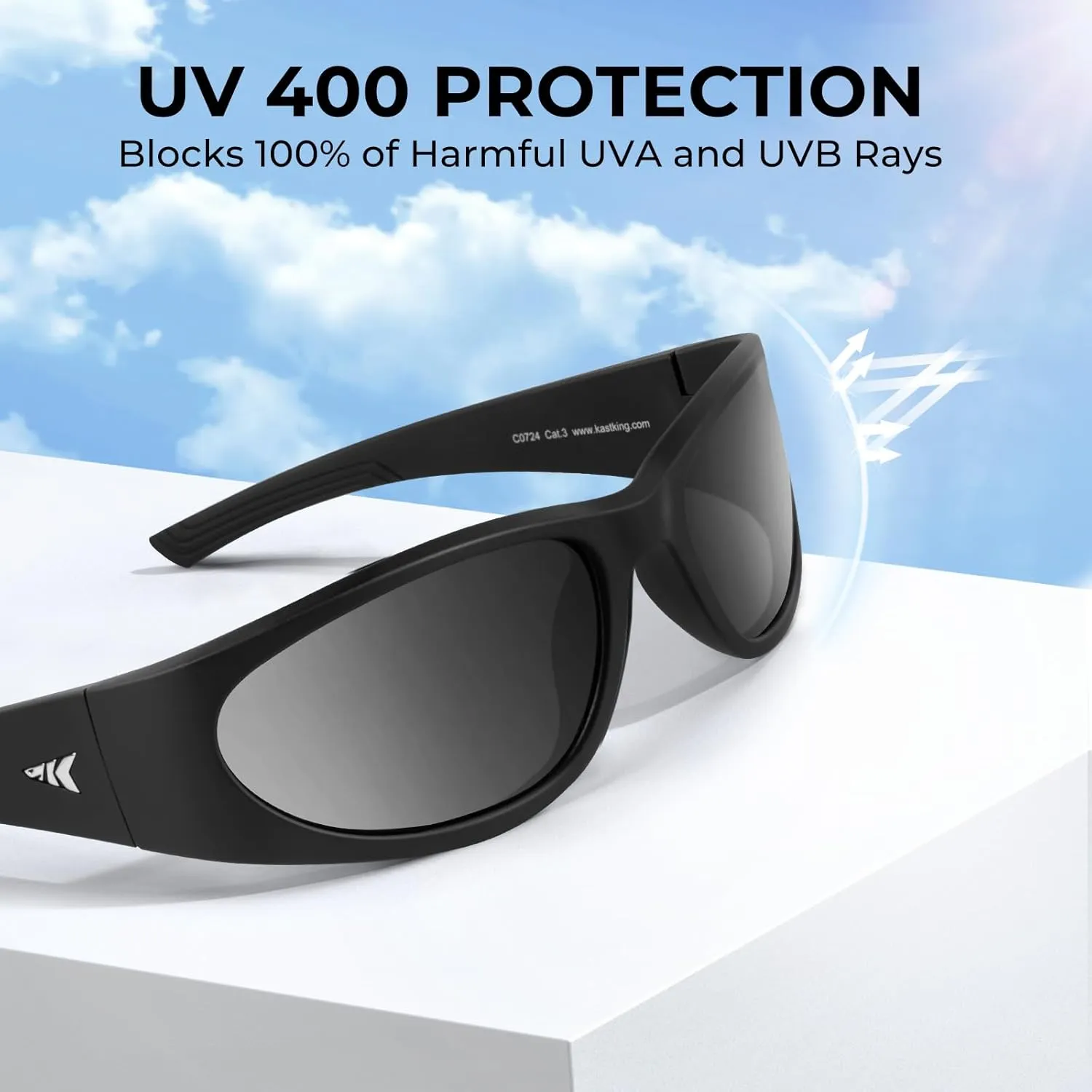 KastKing Raccoon Polarized Sport Sunglasses for Men and Women, Wide Temple Wrap, Ideal for Driving Fishing Cycling Running