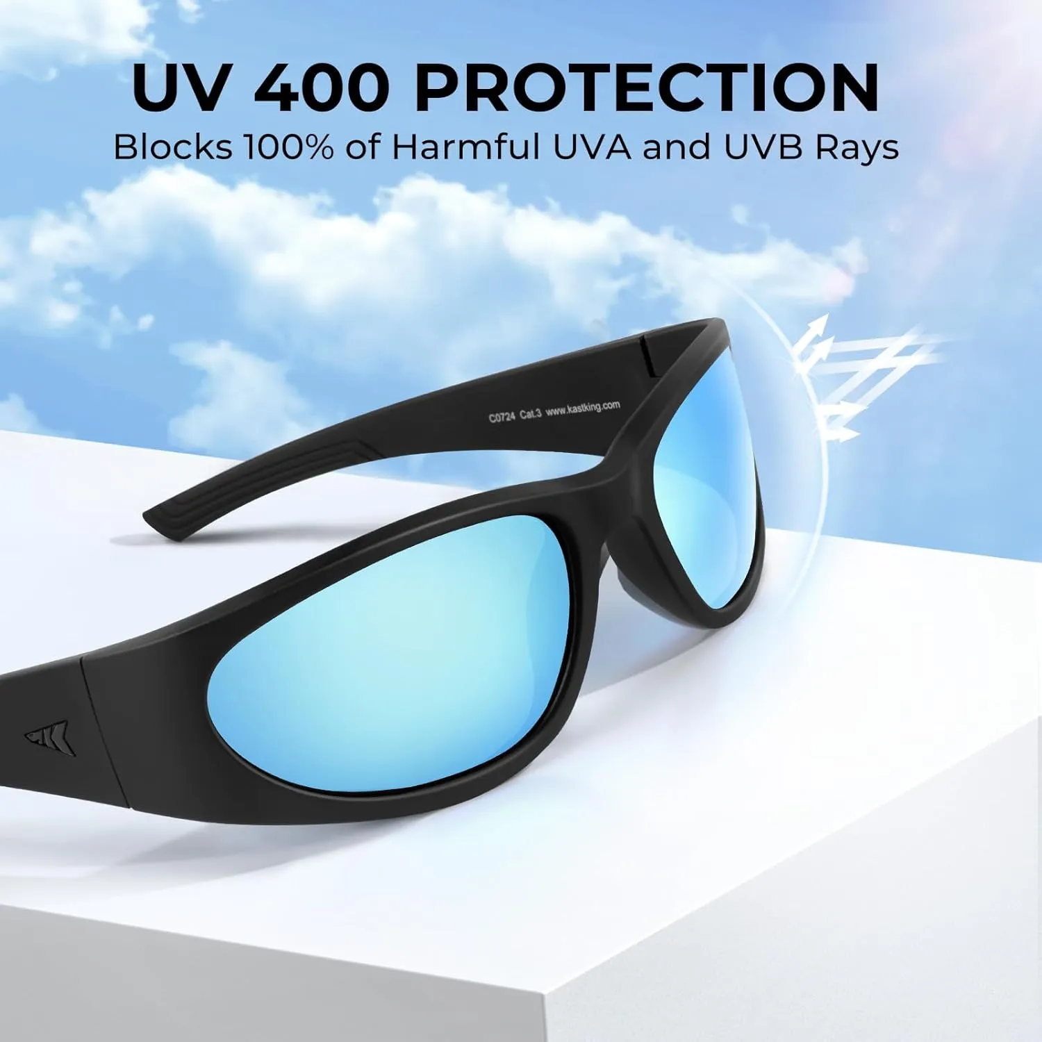 KastKing Raccoon Polarized Sport Sunglasses for Men and Women, Wide Temple Wrap, Ideal for Driving Fishing Cycling Running