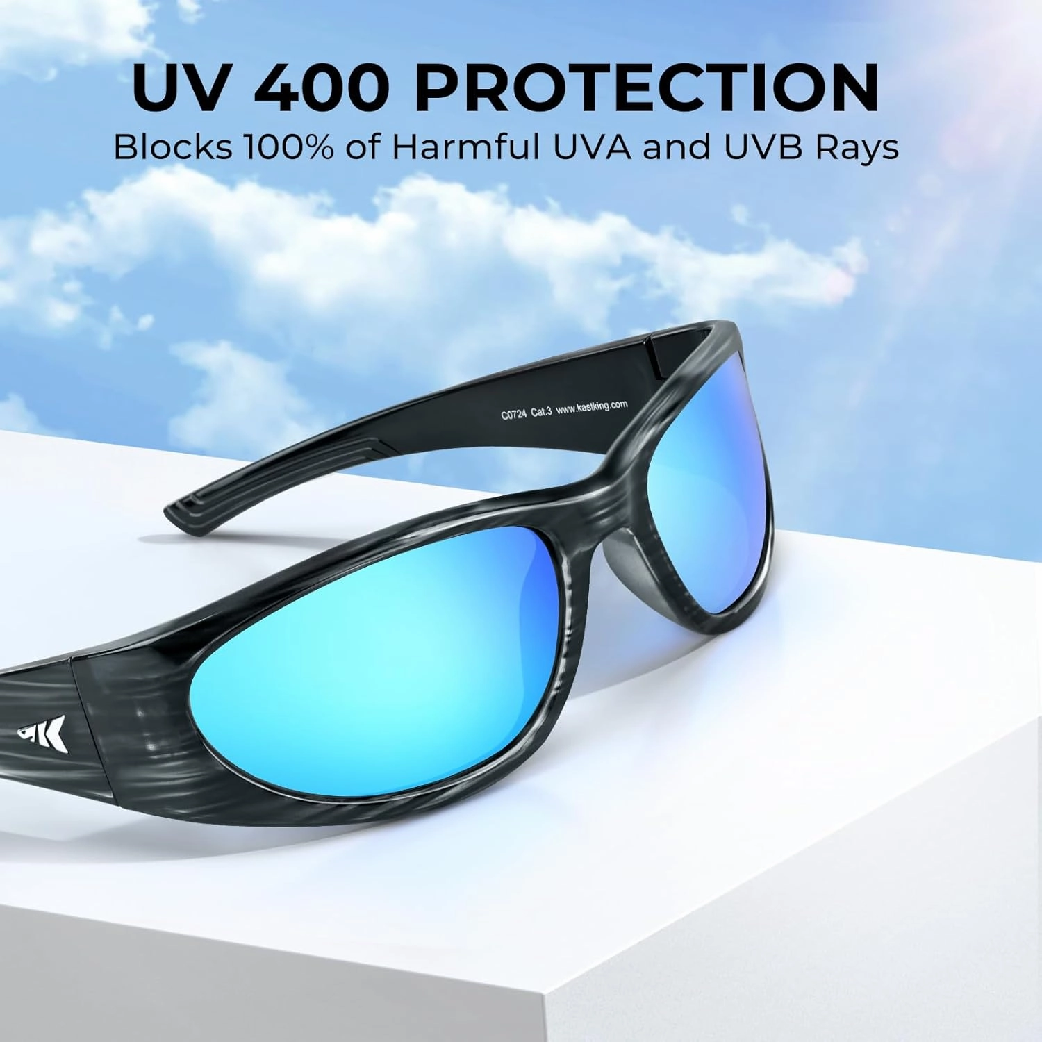 KastKing Raccoon Polarized Sport Sunglasses for Men and Women, Wide Temple Wrap, Ideal for Driving Fishing Cycling Running