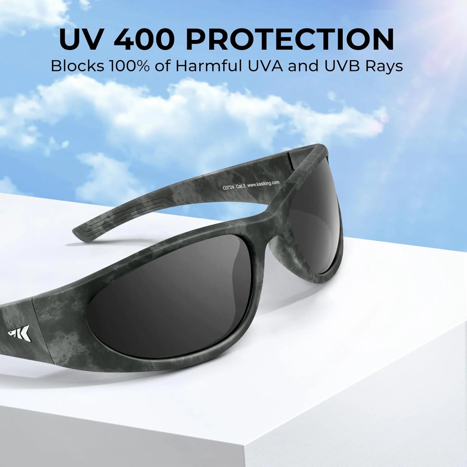 KastKing Raccoon Polarized Sport Sunglasses for Men and Women, Wide Temple Wrap, Ideal for Driving Fishing Cycling Running