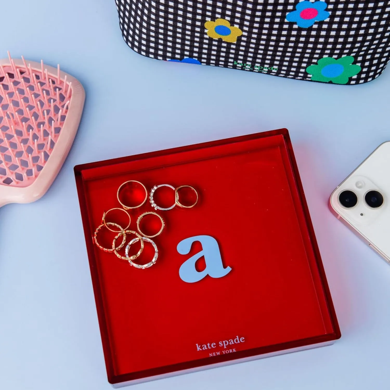 kate spade new york Initial Decorative Initial Tray, Personalized Acrylic Vanity Letter Tray, Just Mine (K)