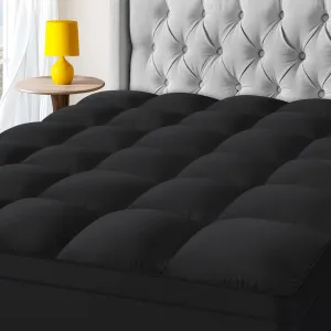 KAYFIA Full Mattress Topper, Extra Thick Mattress Pad Cover for Deep Sleep,3D 7D Snow Down Alternative Fill Overfilled Plush Pillow Top with 8-23 Inch Deep Pocket-Black