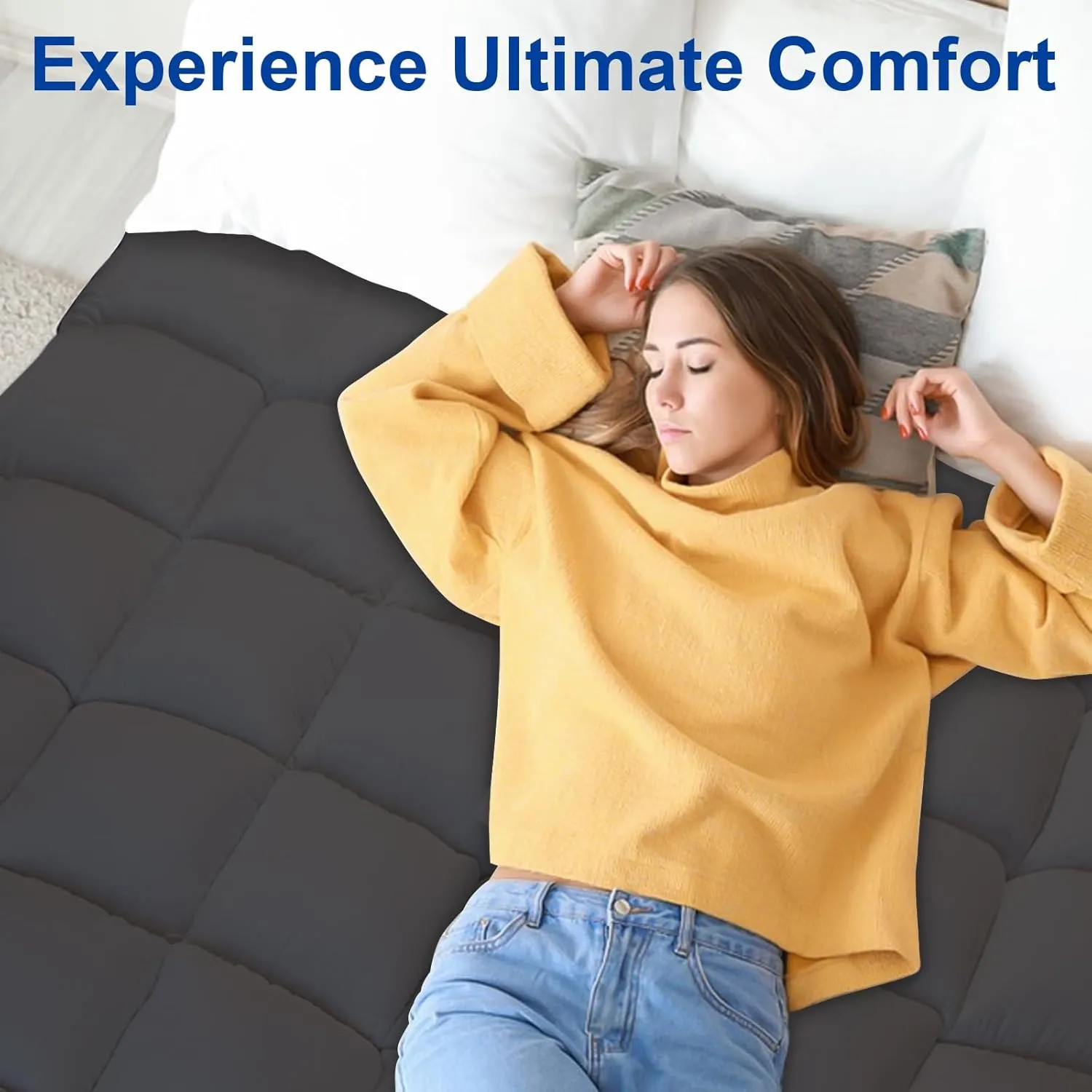KAYFIA Full Mattress Topper, Extra Thick Mattress Pad Cover for Deep Sleep,3D 7D Snow Down Alternative Fill Overfilled Plush Pillow Top with 8-23 Inch Deep Pocket-Gray