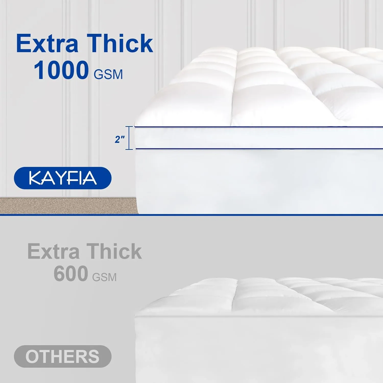 KAYFIA Full Mattress Topper,Extra Thick Mattress Pad Cover for Deep Sleep,3D 7D Snow Down Alternative Fill Overfilled Plush Pillow Top with 8-23 Inch Deep Pocket-White