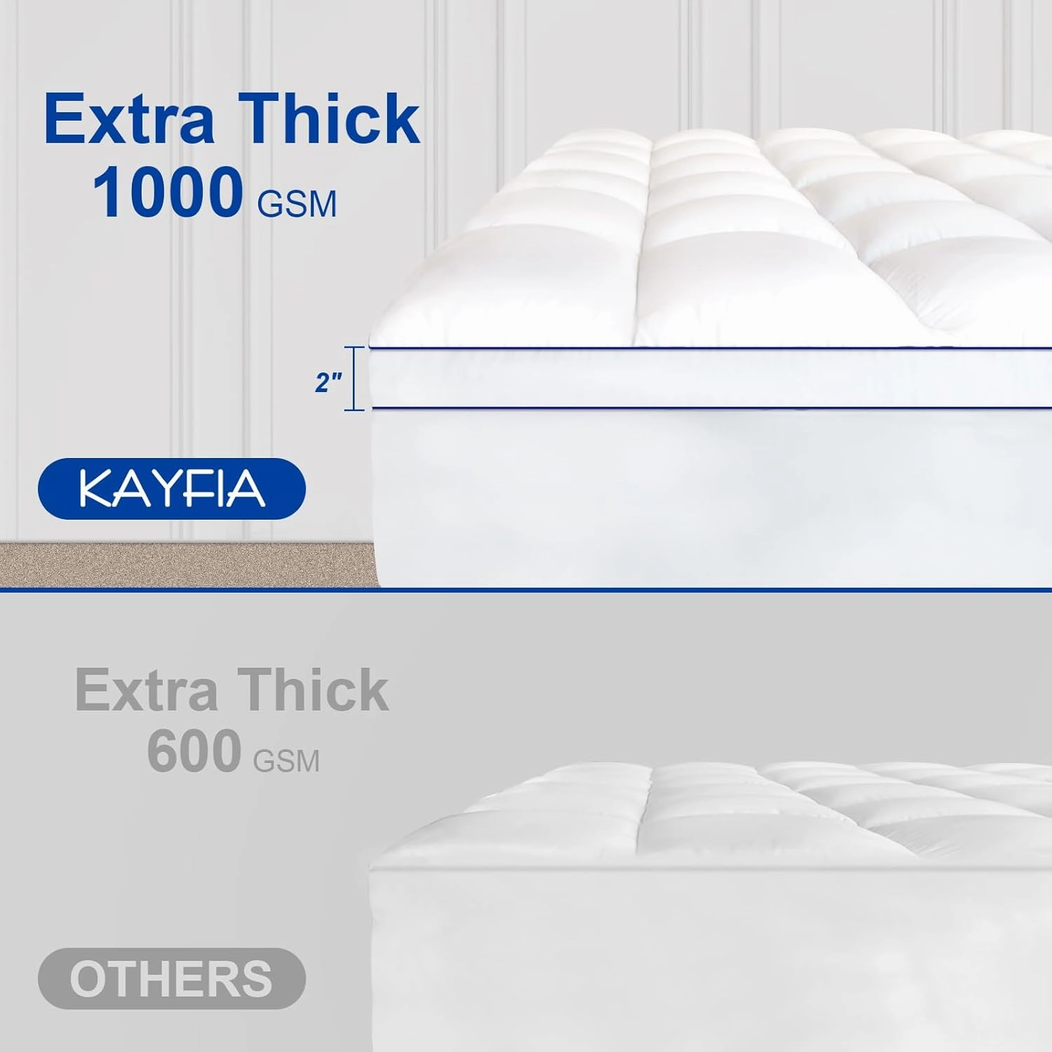 KAYFIA Full Mattress Topper,Extra Thick Mattress Pad Cover for Deep Sleep,3D 7D Snow Down Alternative Fill Overfilled Plush Pillow Top with 8-23 Inch Deep Pocket-White