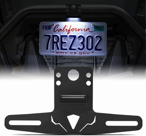 KEMIMOTO UTV License Plate Holder with Light Aluminum License Plate Frame Mount for Golf Cart RV Truck Snowmobile Trailer Boat SxS Compatible with Can-Am Maverick X3 Polaris RZR Ranger Sportsman
