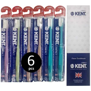 [KENT] COMPACT Small Head Extra Soft Toothbrush for Sensitive Teeth, Gums for Adults & Teens with Braces - (Set of 6)