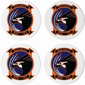 Kestrels (VFA-137), Joyride Home Decor, 4 Ceramic Coasters, 4-inch Circle Drink Coasters, Set of 4, Non-Slip Cork Back, Protects Surfaces, Express Your Style.
