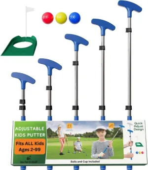 Kids Putter - Extendable Shaft for Junior Golfers - Adjustable Size for Right and Left Hand - Perfect Training Club for Kids - Includes 3 Balls, Cup with Flag