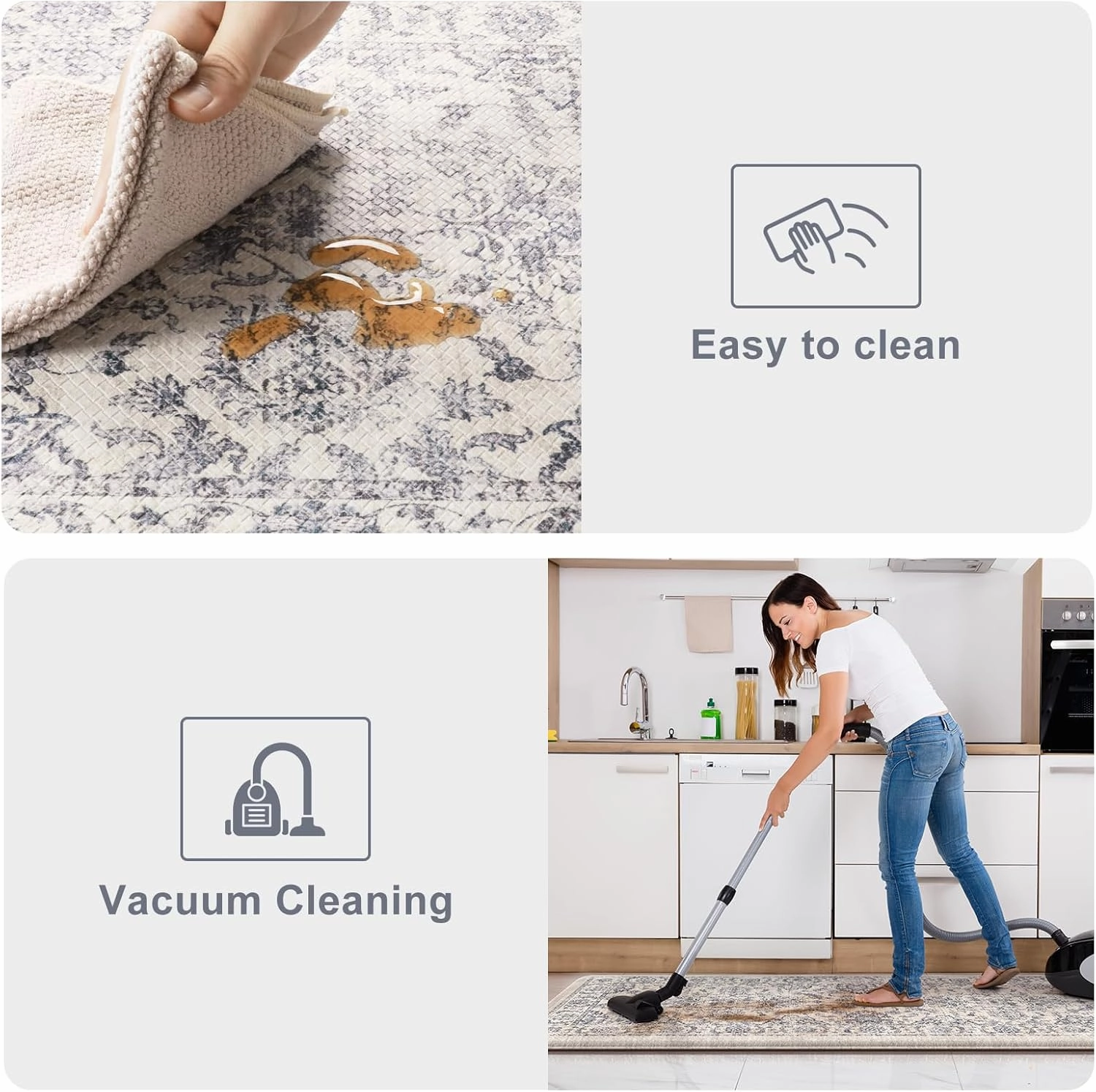 KIMODE Anti Fatigue Kitchen Mats for Floor, Boho Floral Kitchen Rugs 17"x47" 17"x29", Cushioned Mats for Kitchen Floor, Non Slip Kitchen Floor Mats, Sink, Laundry, Office, Desk Blue Multi