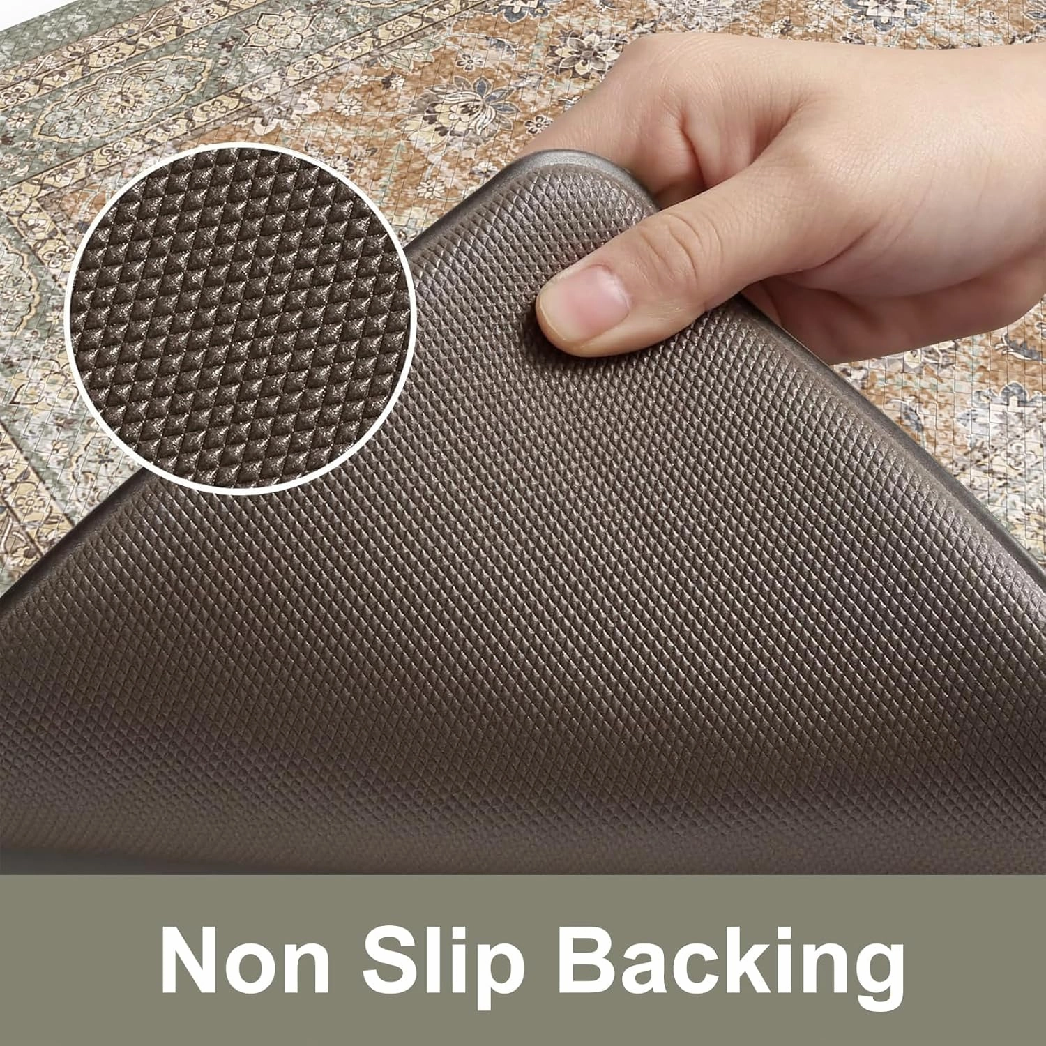 KIMODE Kitchen Mats Cushioned Anti Fatigue, Tan Farmhouse Kitchen Rugs Sets of 2, Non Slip Kitchen Mats for Floor, Padded Kitchen Floor Mat for Sink Laundry Desk Bedroom 20"x47" 20"x32"