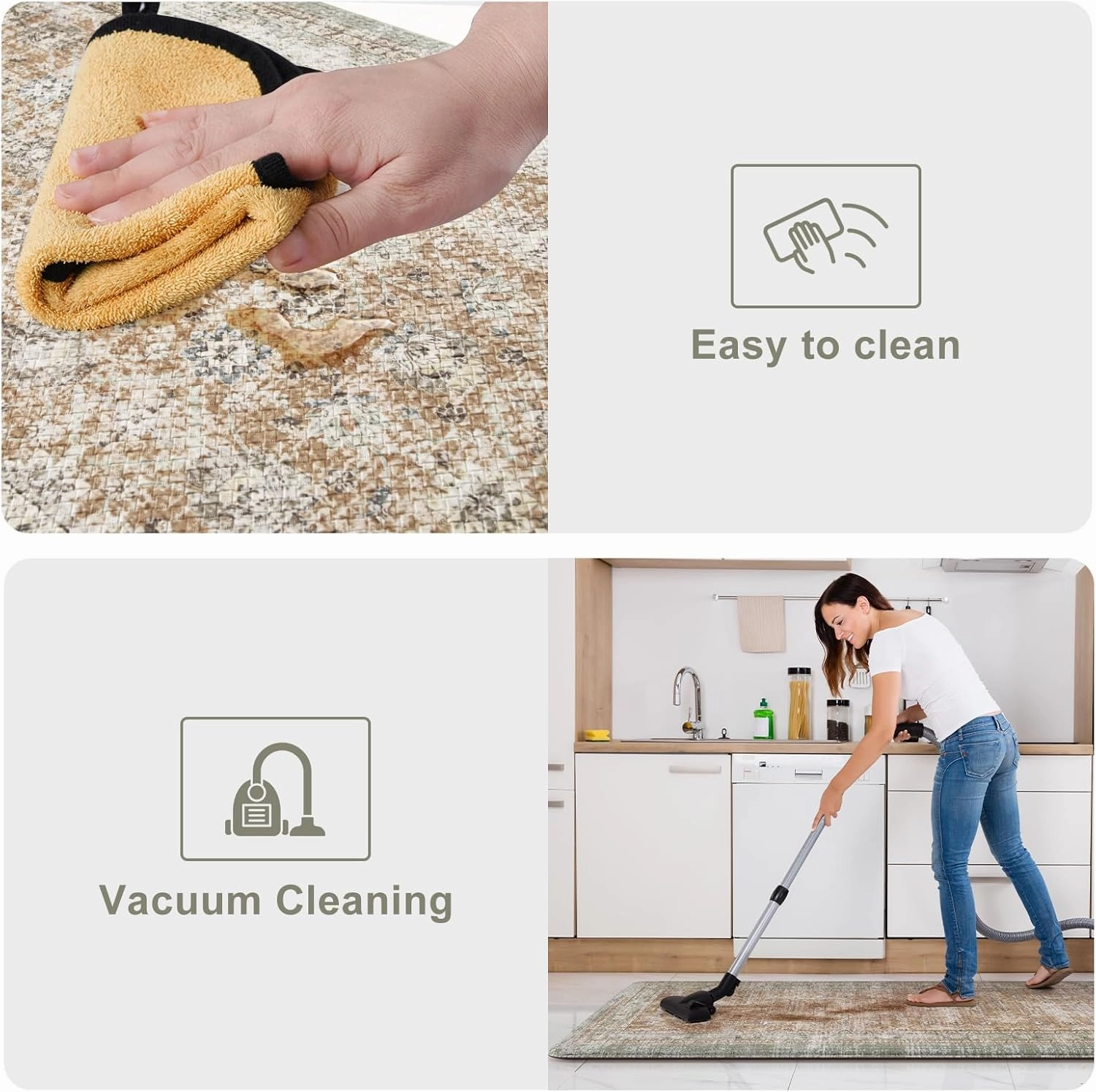 KIMODE Kitchen Mats Cushioned Anti Fatigue, Tan Farmhouse Kitchen Rugs Sets of 2, Non Slip Kitchen Mats for Floor, Padded Kitchen Floor Mat for Sink Laundry Desk Bedroom 20"x47" 20"x32"