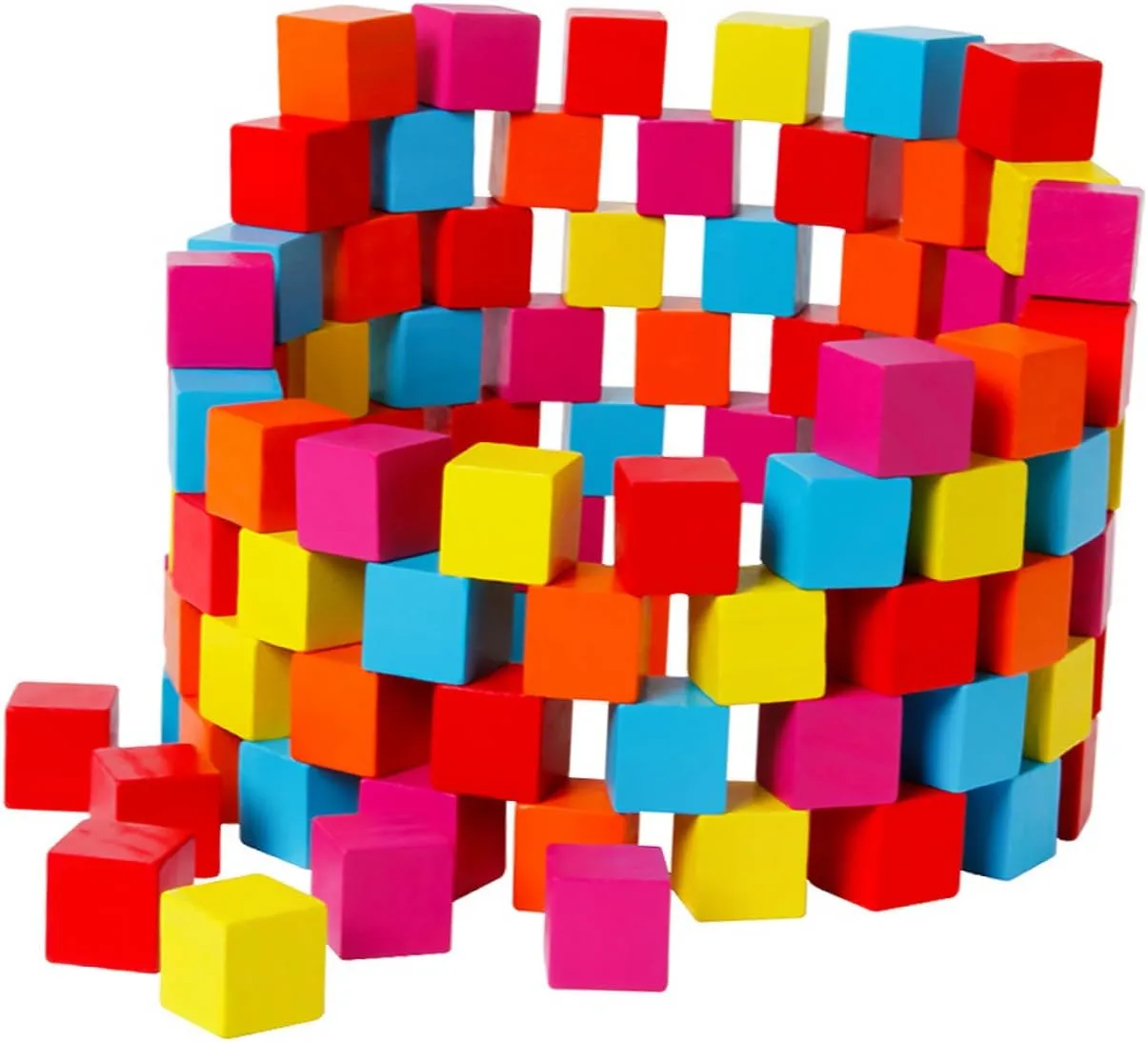 Kisangel 100pcs Colorful Building Blocks for Boy Girl Early Education Teaching Aid Develop Spatial Imagination Shape Recognition Plaything for Creative Learning