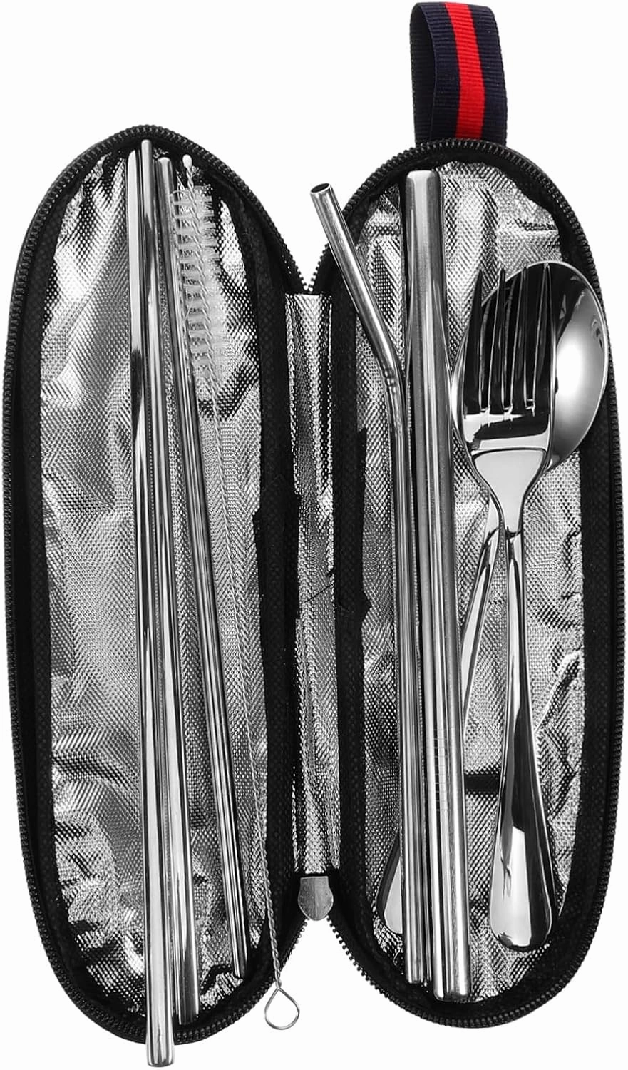 Kisangel 1set Portable Stainless Steel Dining Ware Set Compact Utensil Kit for Camping Hiking Picnics and Outdoor Adventures Elegant Design Complete Eating Utensils Travel