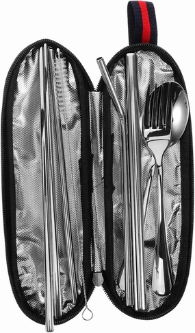 Kisangel 1set Portable Stainless Steel Dining Ware Set Compact Utensil Kit for Camping Hiking Picnics and Outdoor Adventures Elegant Design Complete Eating Utensils Travel